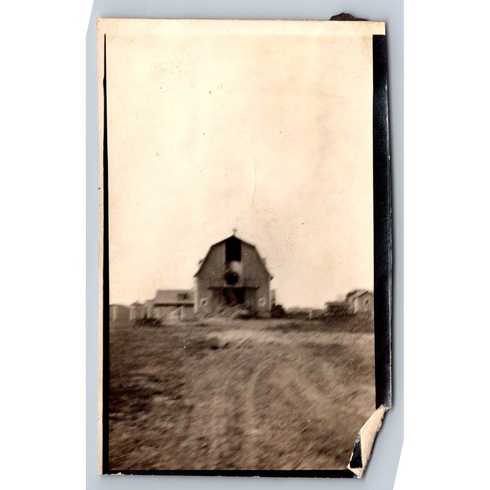 Vintage Farm Barn Snapshot Photograph Rural Americana Landscape 1920s 1930s